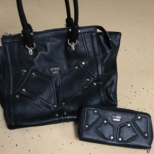 Guess Black Purse with matching wallet